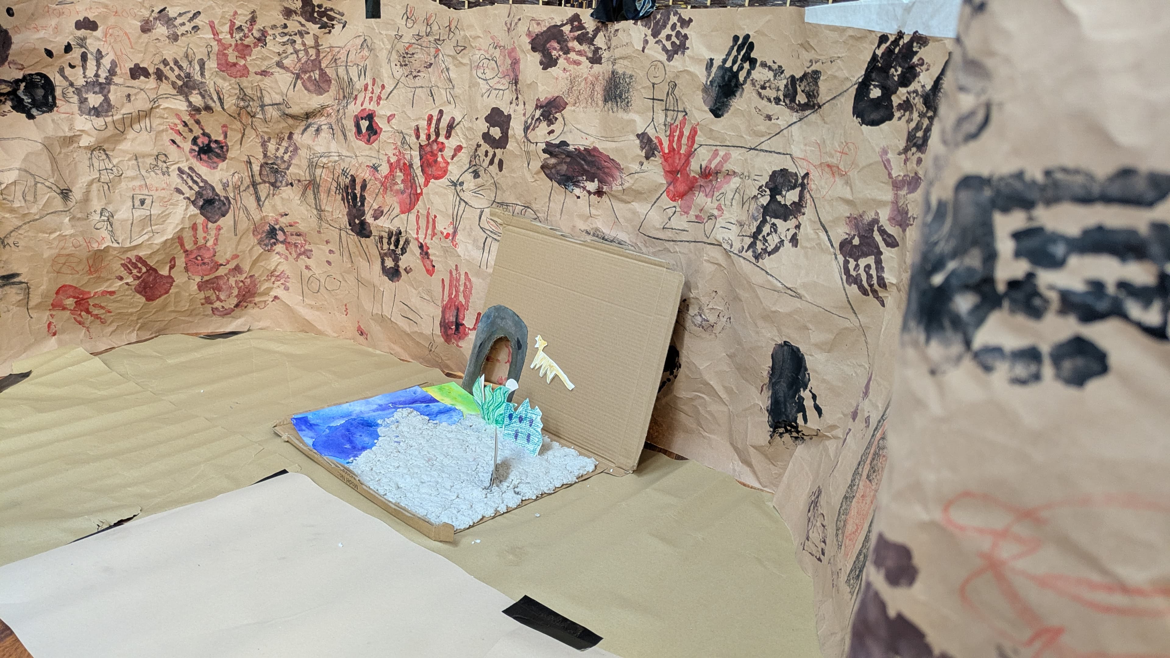 recreation of cave paintings on a craft paper