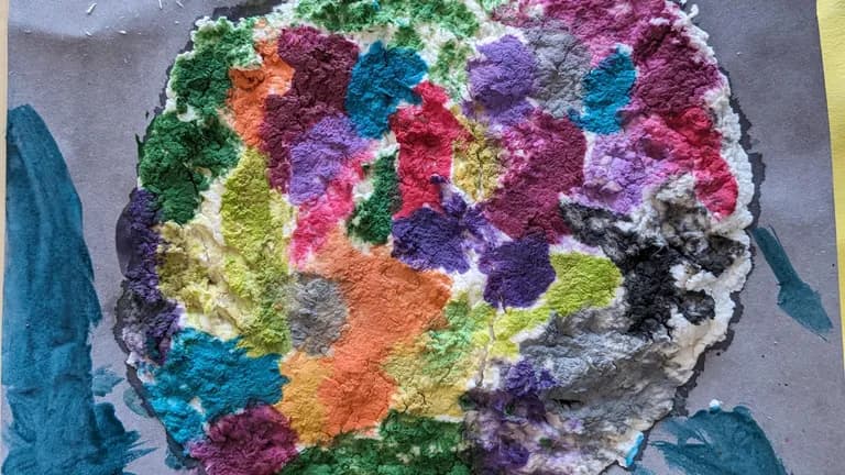 Paper clay and watercolours. Child's art work